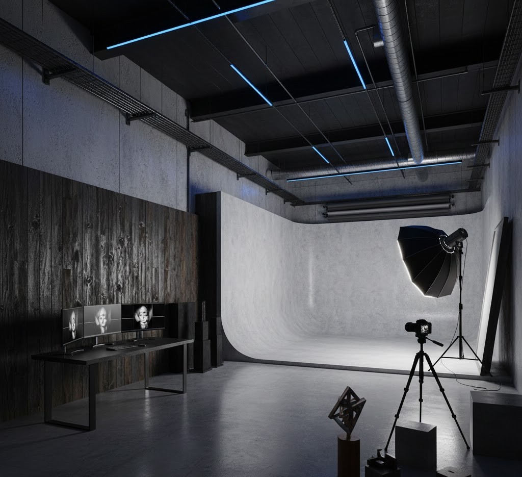 Industrieel-chique studio opstelling